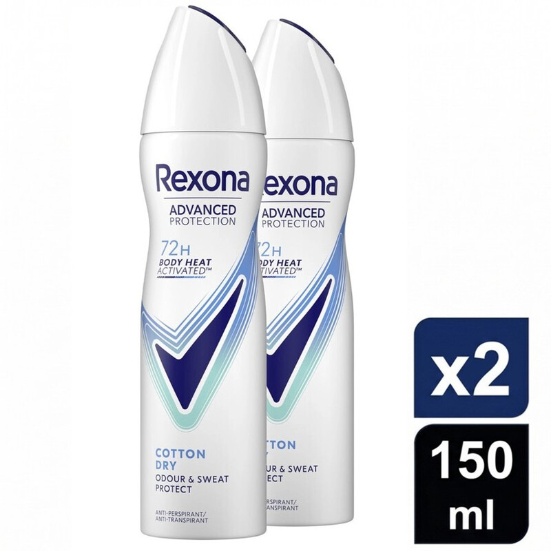 Rexona Women Advanced Protection Anti-Transpirant Deo Spray - Cotton Dry - 2 x 150 ml - Voordeelverpakking