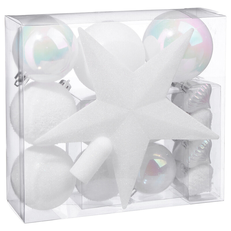 Lot de 18 Boules de Noël Blanches