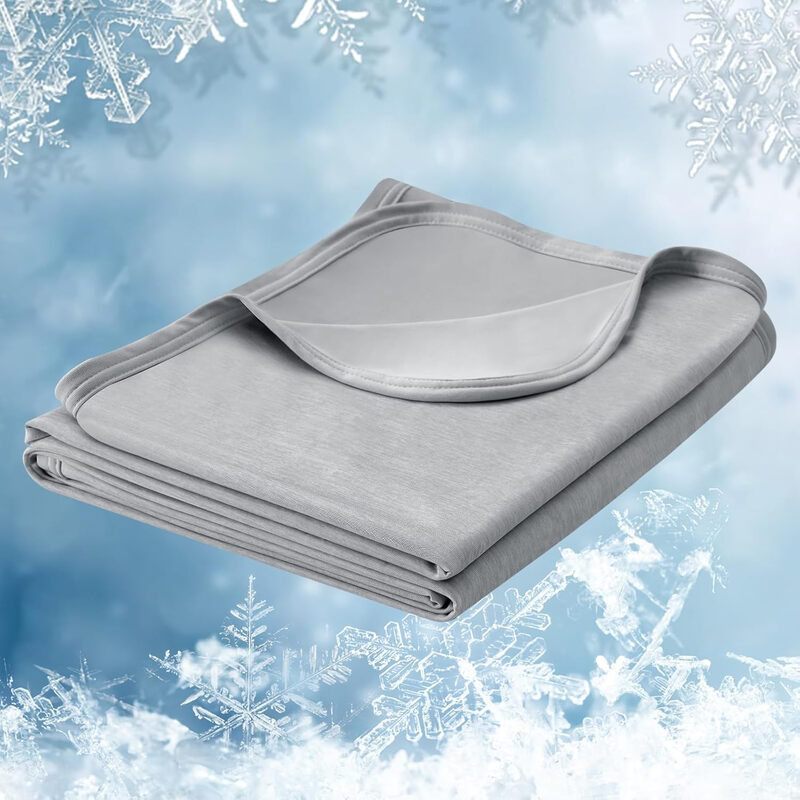 WOLTU Arc-Chill Kühldecke 2-in-1, beidseitige Sommerdecke, selbstkühlend, atmungsaktiv, leichtes Bettzeug, Q-Max > 0,45, 150 x 200 cm, Hellgrau