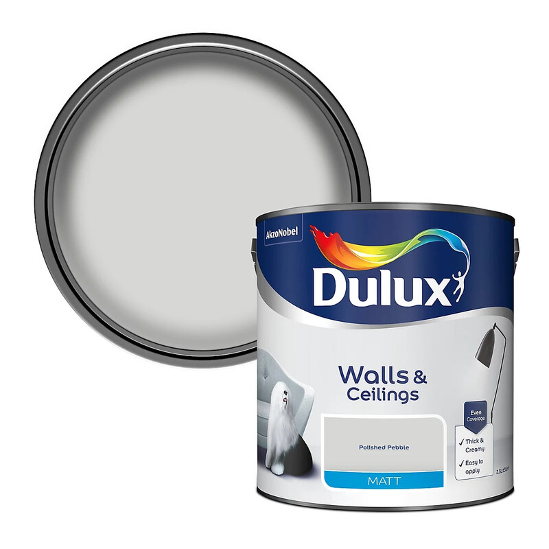 Dulux Light/Grey Matt Emulsion Paint - Polished Pebble - 2.5L