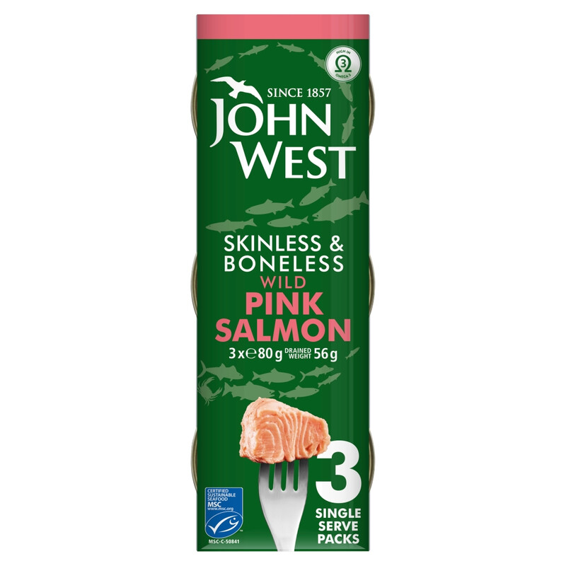 Skinless & Boneless Wild Pink Salmon 3 X 80g