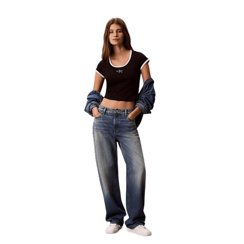 Calvin Klein Black Slim Cotton Stretch Ringer T-Shirt