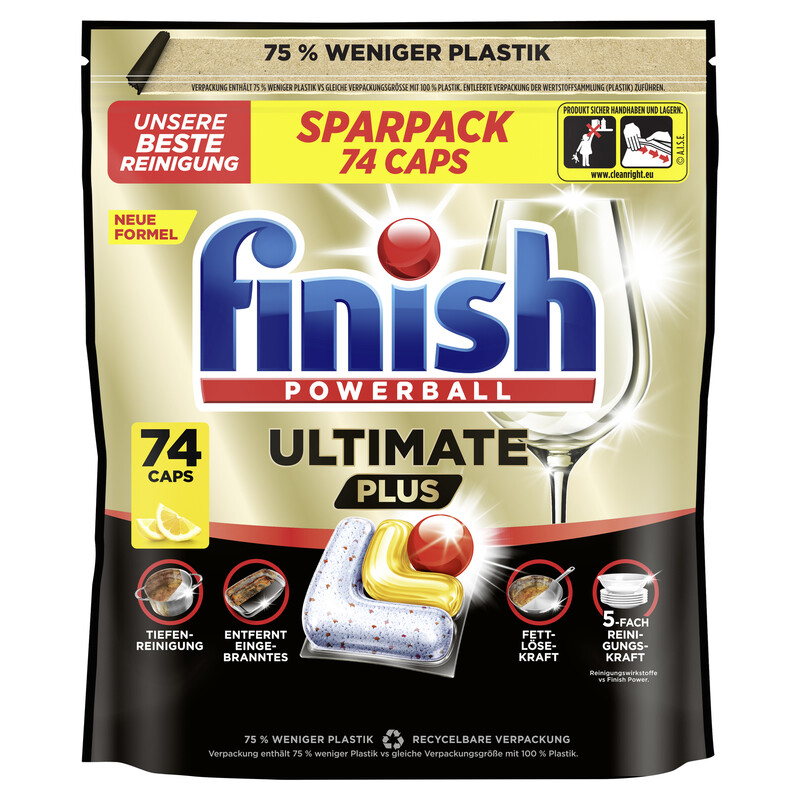 Finish Ultimate Plus Citrus Spülmaschinen Caps, Sparpack, 74 Caps