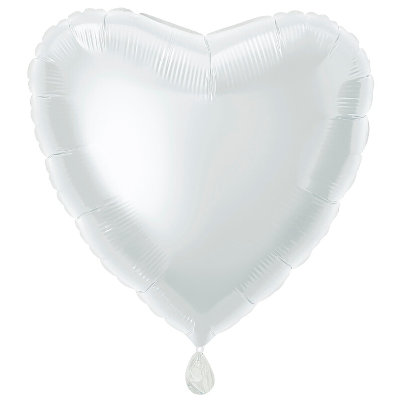 Unique Heart Foil Balloon, White, 45cm