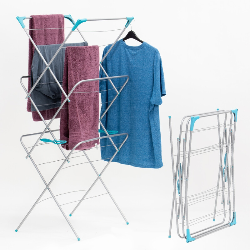 3-Tier Concertina Clothes Airer Foldable - Silver