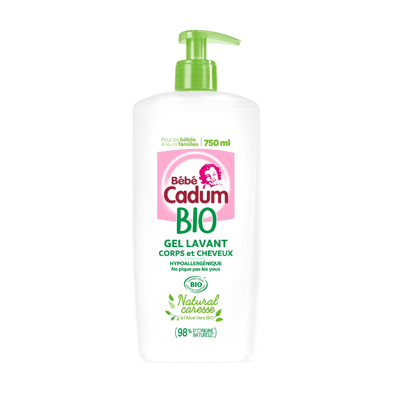 Gel Douche Bébé Corps Et Cheveux Aloe Vera Bio Hypoallergénique Cadum Le Flacon De 750ml