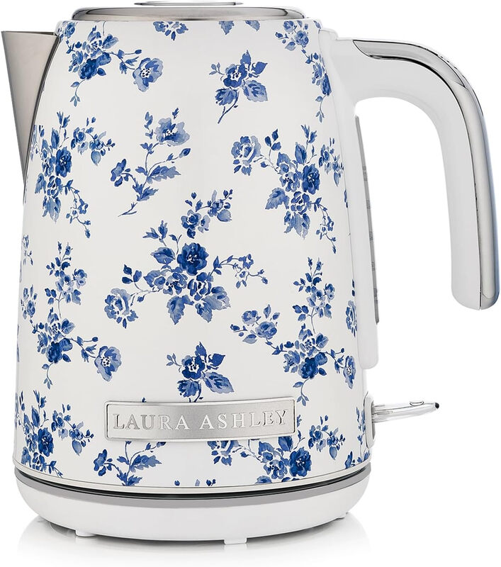 VQ Laura Ashley Retro Jug Kettle, 1.7L, Rapid Boil, Hand-Applied China Rose Print, Vi