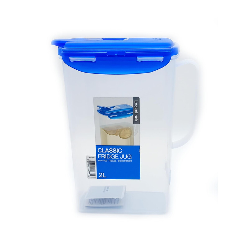 LocknLock Kühlschrank-Kanne/Trinkkrug, 2 L, Transparent, Klappdeckel/Präziser Ausgießer/Zweiseitig verriegelbare auslaufsichere Dichtung/BPA-frei/Mikrowellengeeignet/Gefriergeeignet/Spülmaschinenfest (nur Oberkorb)