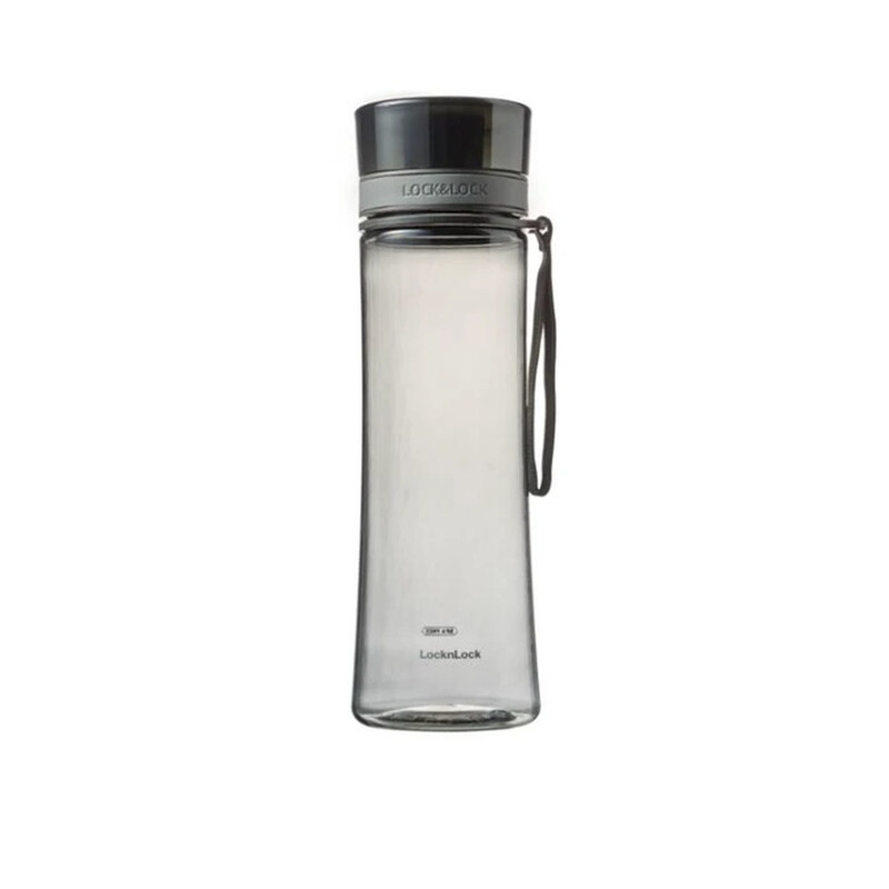LocknLock Tritan Sportflasche, 680 ml, Transparenter Körper/Dunkelgrauer Deckel, auslaufsicherer Trinkhalm/auslaufsicherer Verschluss/Weite Öffnung/BPA-frei/Leicht & langlebig/Nicht mikrowellengeeignet/Nur Handwäsche
