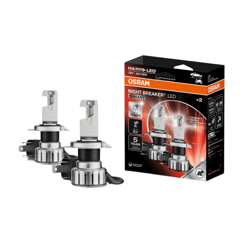 OSRAM NIGHT BREAKER LED SMART H4/H19, 33% meer licht, 6000K, 12 V, LED hoofd- en standlicht met wegtoelating