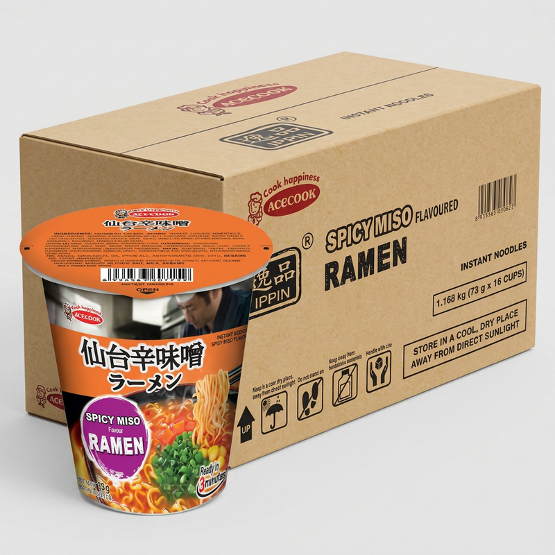 ACECOOK IPPIN INST NOODLES IN CUP SPICY MISO FLVR 16/73G