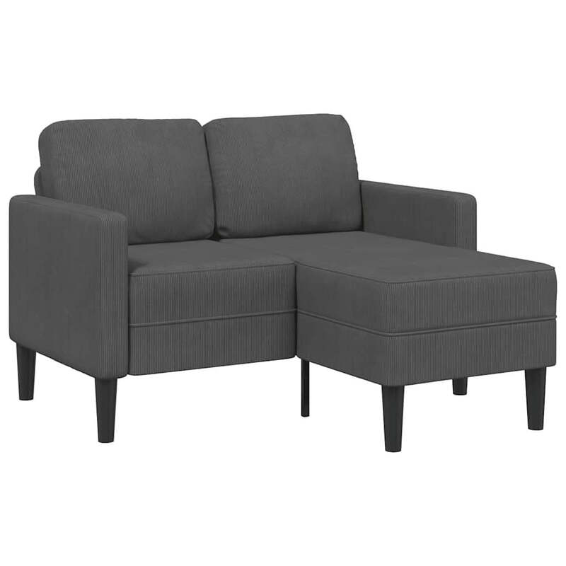 vidaXL 125×118×85 cm, 2-Sitzer L-förmiges Sofa mit Chaiselongue, Dunkelgrau Leinen, Platzsparendes Ecksofa