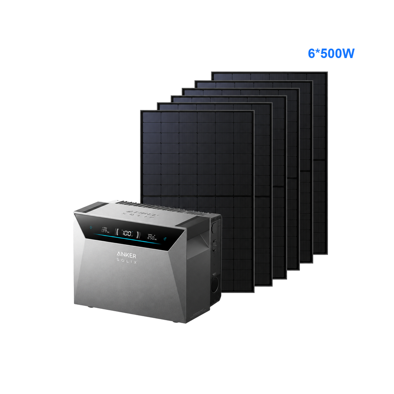 Anker SOLIX Solar Bank 4 Pro Bundle with SKYWORTH 3000W Solar Kit – 6 x 500W Solar Panels