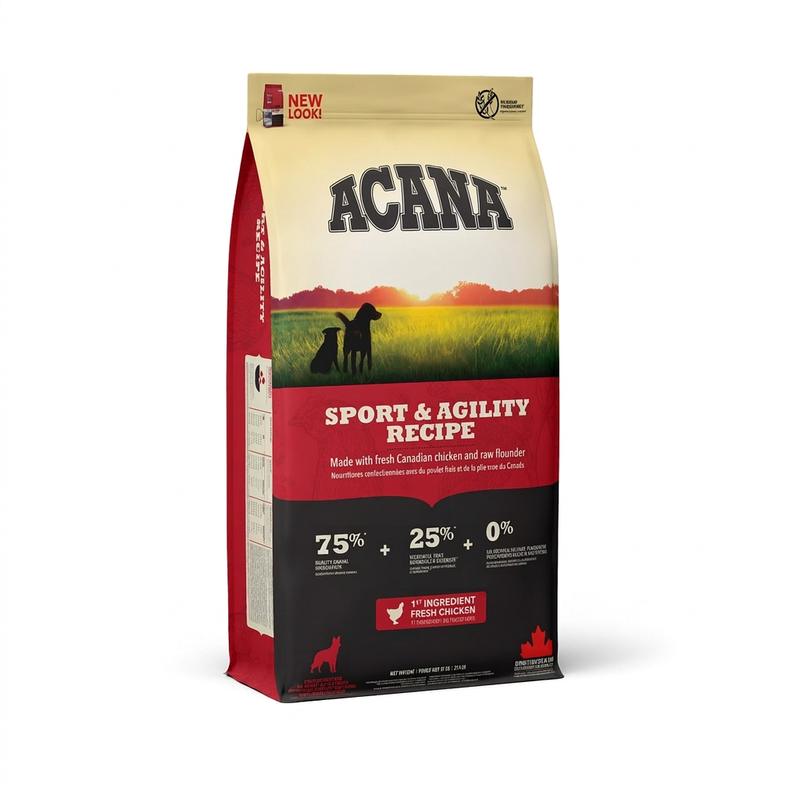 Acana hondenvoer voor sportieve en agiele honden 17 kg (vers kippenvlees, gevriesdrode kippenslever en kalkoenlever)