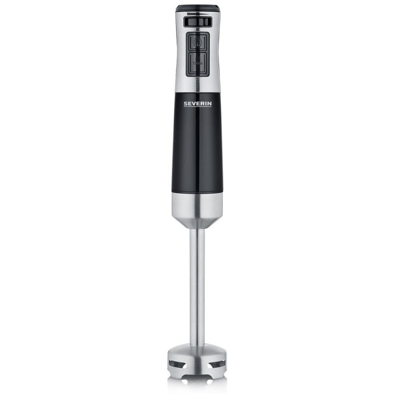 SEVERIN Stabmixer zum Pürieren und Zerkleinern, Mixstab mit stufenloser Geschwindigkeitseinstellung, abnehmbarer Pürierstab, 600 W, schwarz / Edelstahl-gebürstet, SM 3771