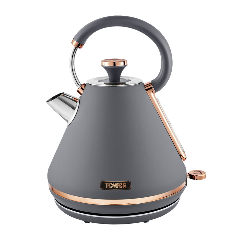 Cavaletto Pyramid Kettle, Retro, Fast Boil, 1.7L, Grey and Rose Gold - T10044RGG