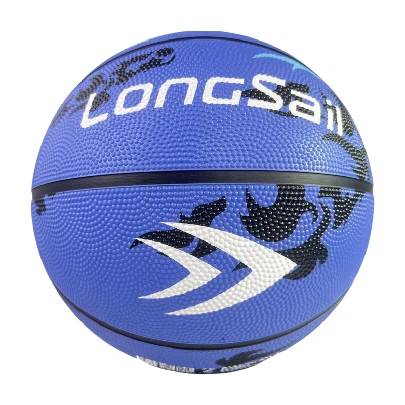 Hochwertiger Gummibasketball (29,5") Größe 7# Himmelblau/Schwarz Muster/Hellblau Muster
