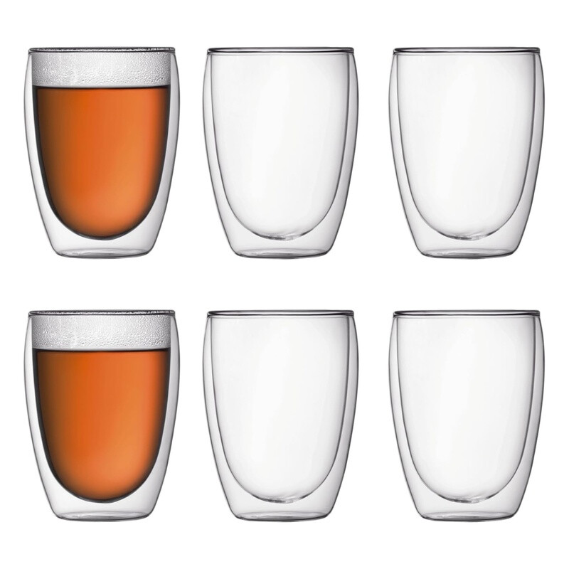 2-pack 350 ml dubbelwandige hoge koffiebekers glazen, voor koffie, thee, melk, sap, ijs en dessert, borosilicaat hittebestendige grote glazen, magnetronbestendig, ideaal voor warme en koude dranken