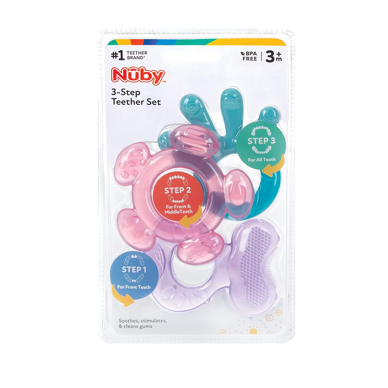 Nuby Anneau de dentition 3 étapes Fille