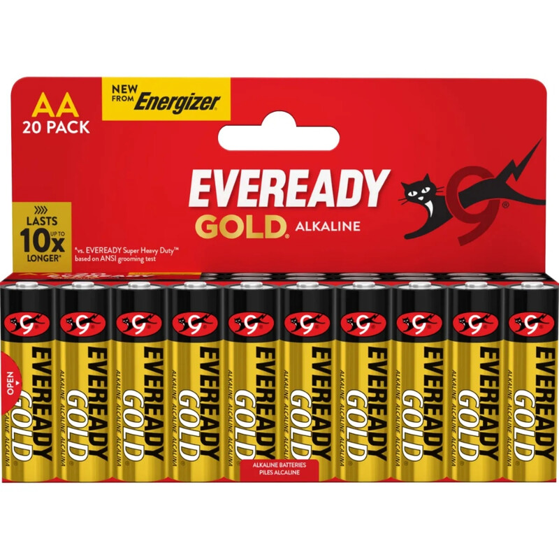 Eveready Gold by Energizer AA Alkaline Batteries – 20 Pack