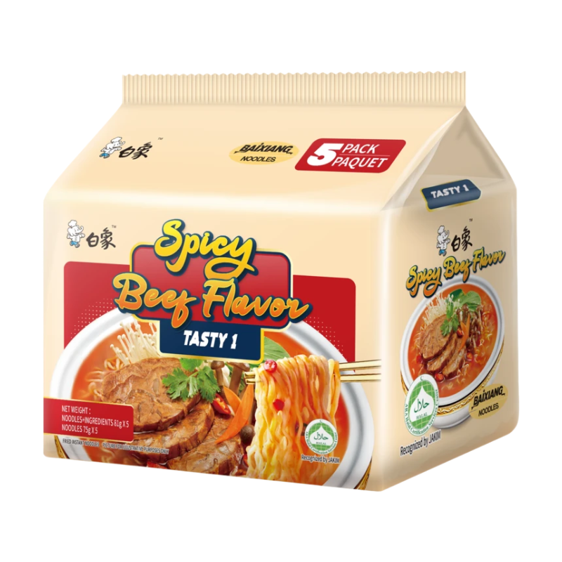 Baixiang Scharfe Nudelsuppe mit Rindfleischgeschmack, Beutel 81 g*5