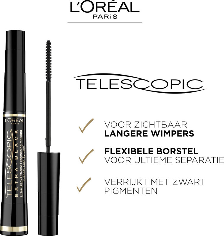 L'oréal Zwart Telescopic Mascara Extra 0,27 Oz