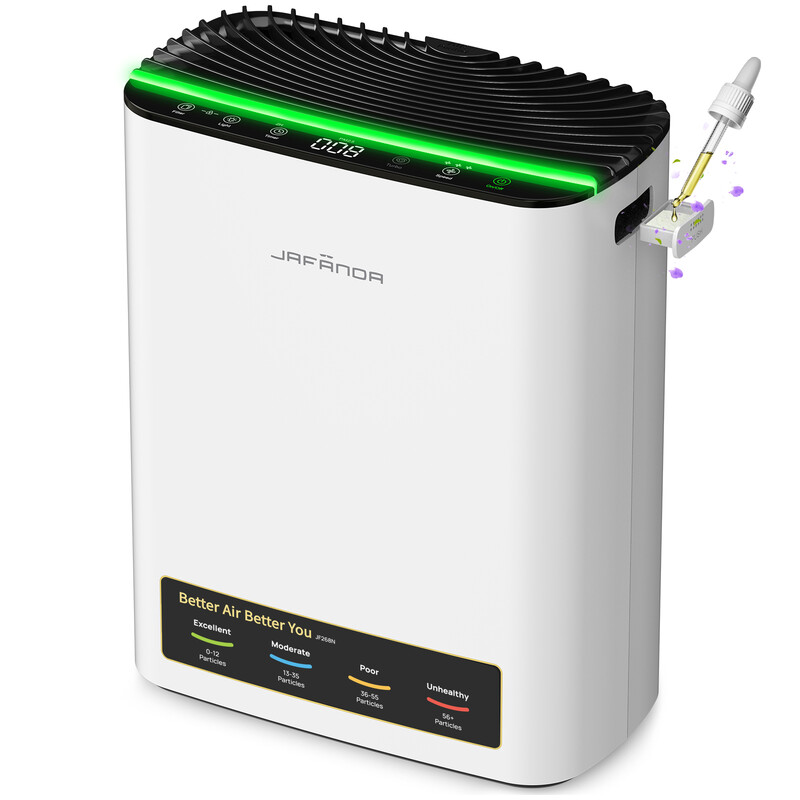 Jafända Luchtreiniger voor thuis, tot 114 m², echte HEPA-filter met PM2.5-display, slaapstand van 20 dB, verwijdert huisdierharen, geuren, stof, rook, pollen en allergenen