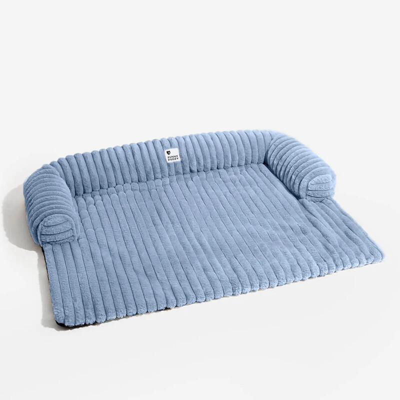 FUNNYFUZZY getekend pluchen bankkussen maat S blauw