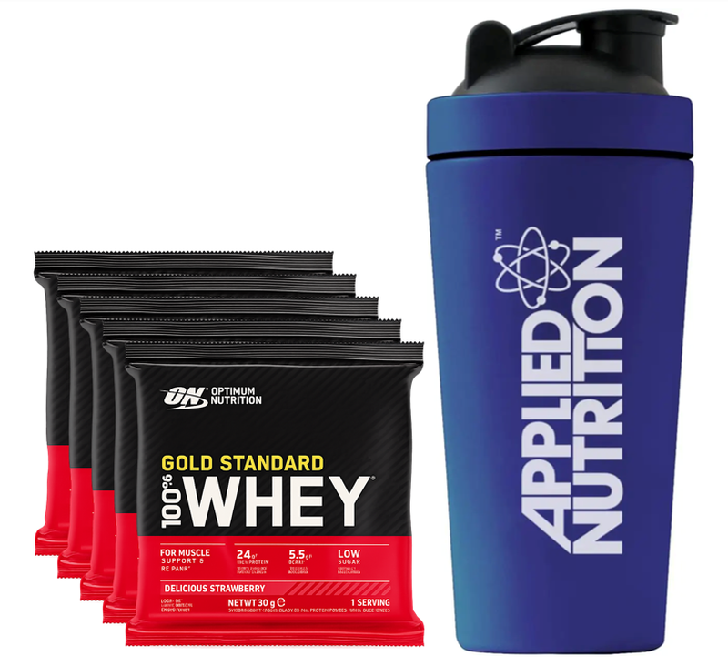 5 Mix Gold Standard Whey Sachets (30 g) x Shaker (750 ml)