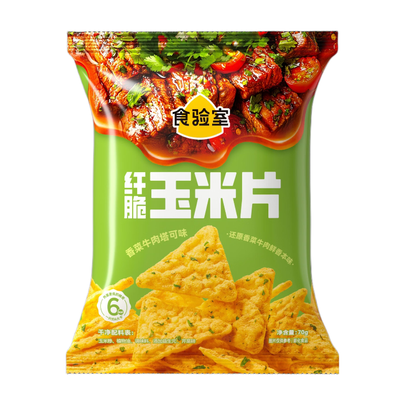 Shiyanshi Knusprige Maischips Koriander Rindfleisch Taco Geschmack 70 g
