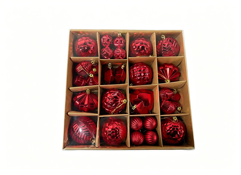 JU7CER 40 piece Christmas decoration ball set, suitable for Christmas tree decoration, holiday decoration, red