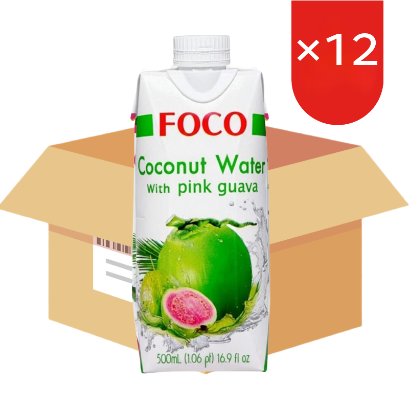 FOCO Kokoswater, met roze guave 500 ml * 12 (doos)