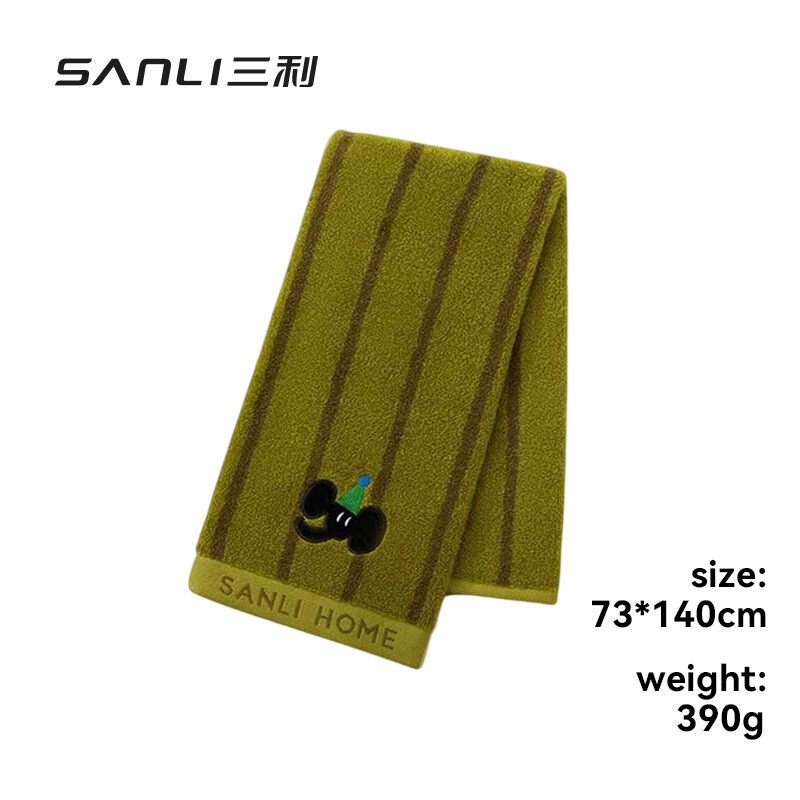 SANLI Verdicktes 100 % Baumwolle Badetuch 73×140 cm 390 g Saugfähig Für Dusche Grün