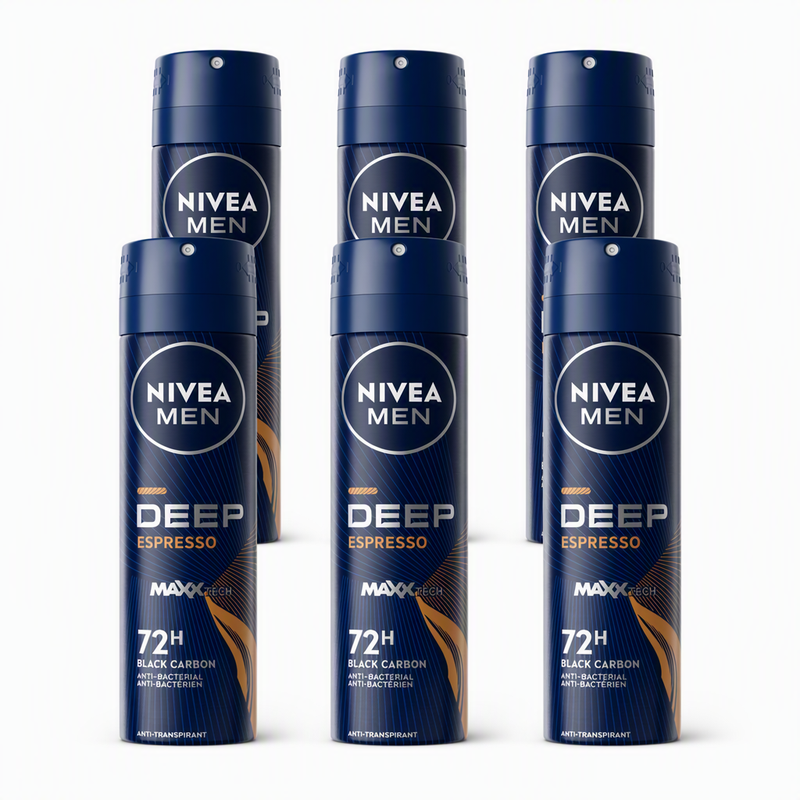 NIVEA MEN Deep Espresso Anti-transpirant Deodorant Spray - 72 h Bescherming - 150 ml (6-Pack)