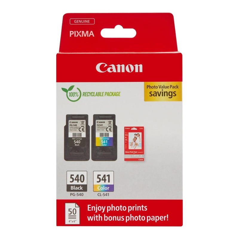 Canon Printer Ink Cartridges - PG-540/CL-541 Multipack Photo Value Ink for PIXMA Printers, High-Yield