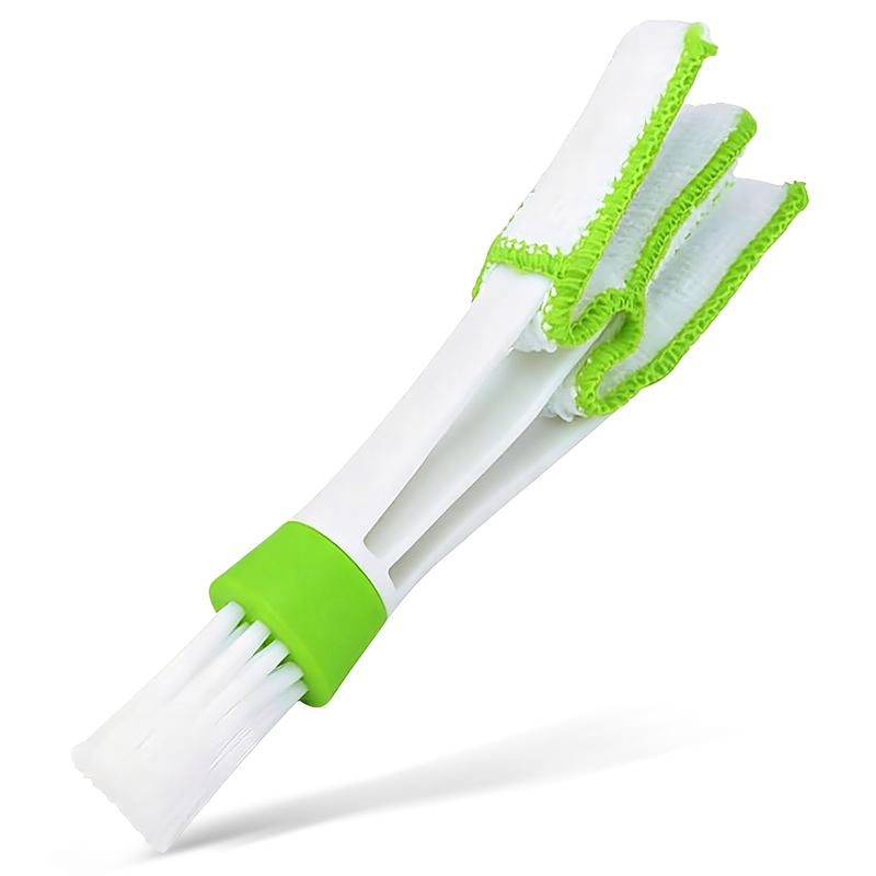 Groene ventilatiesleuf reinigingsborstel, autoklimaatborstel met microvezel, afneembaar en wasbaar, multifunctionele borstel voor auto-interieur, toetsenbord en lamellen 1 stuk
