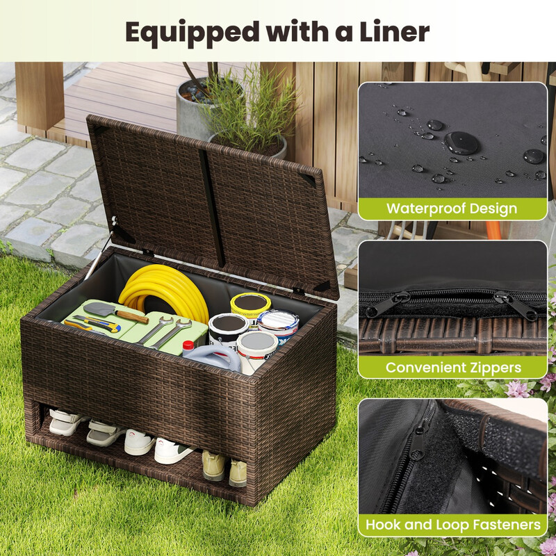 Costway PE Rattan Storage Bin with Waterproof Liner and Shoe Rack