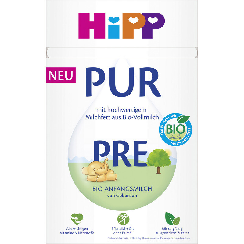 HiPP Pre PUR, Bio Anfangsmilch, von Geburt an, 500g