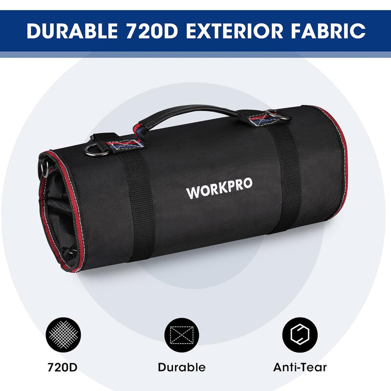 Tool Roll Bag, Multi-Purpose Tool Bag with 2 Detachable Pouches and 4 Zipper Tool Pou