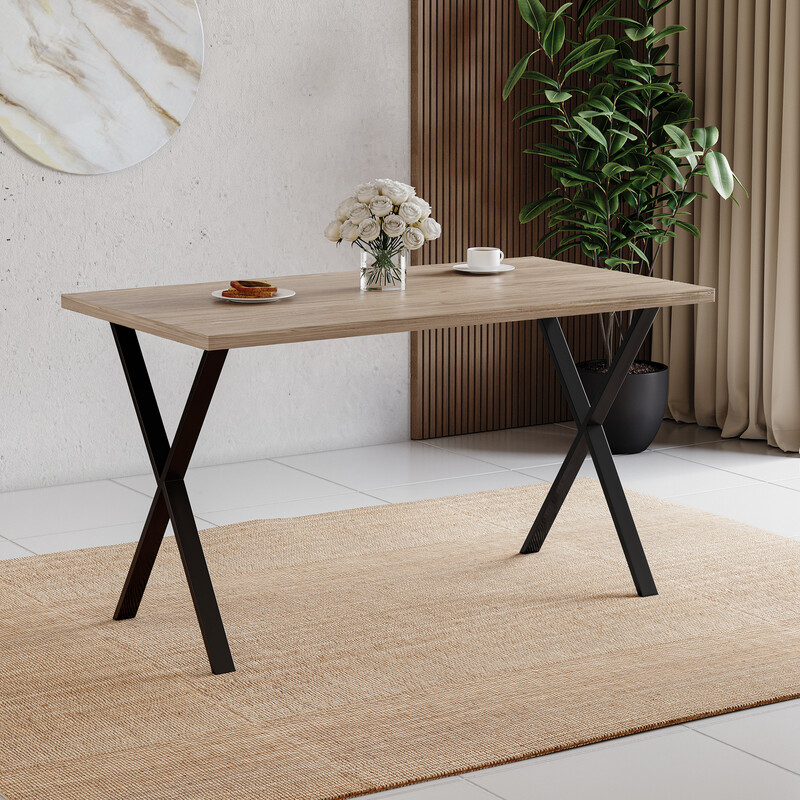 Vida Designs 4 Seater Dining Table With X Shape Legs, Oak