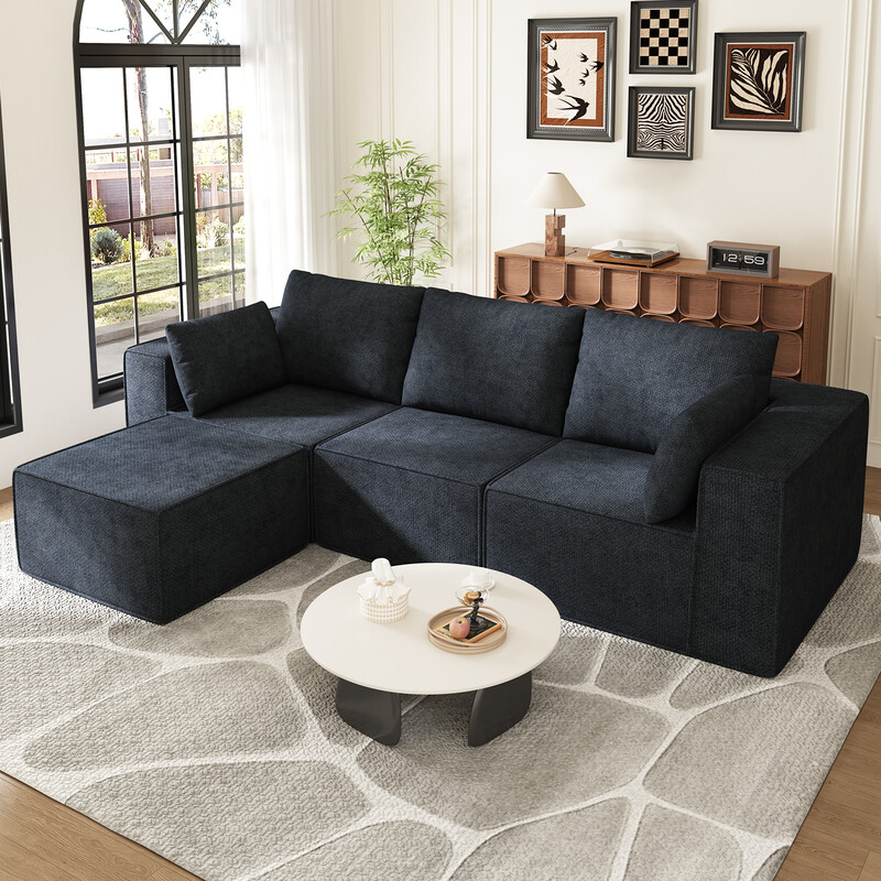 GTIMEX Ecksofa Schlafsofa mit Schlaffunktion Blau