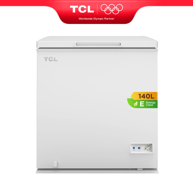 TCL CF182EWE0 Gefrierschrank 140 L inklusive Aufbewahrungskorb, ausgleichsgewichteter Deckel, geeignet für verschiedene Anwendungsszenarien, einstellbarer Temperaturregler, verstellbare Füße [Energieeffizienzklasse E]