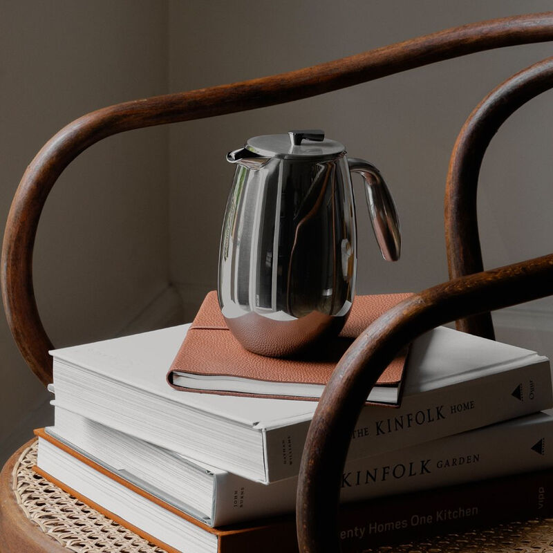 COLUMBIA French Press Coffee Maker 1L / 8 Cups - Shiny Silver