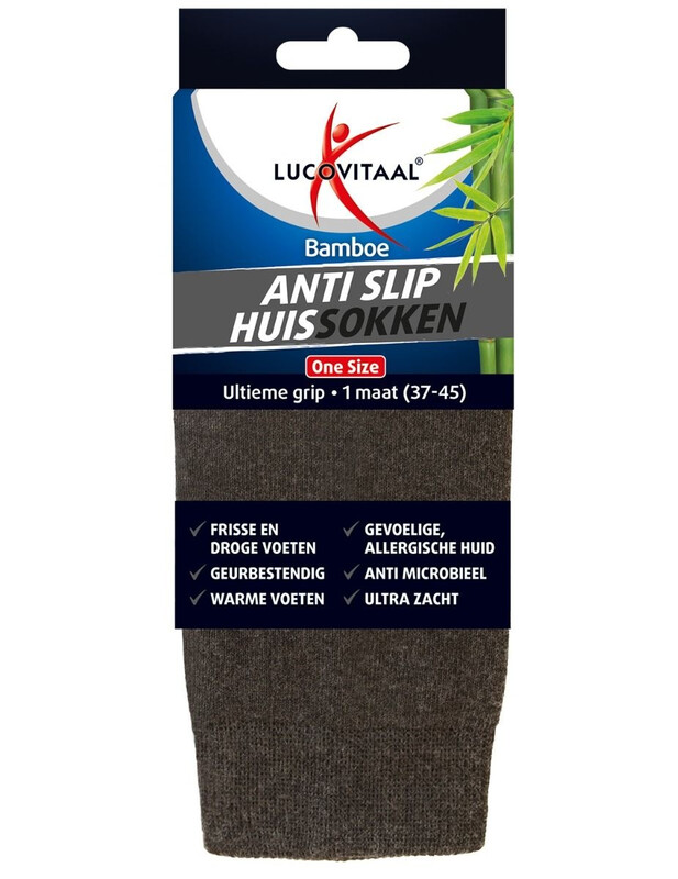 Lucovitaal antislip badslippers van bamboe– één maat - 1 paar