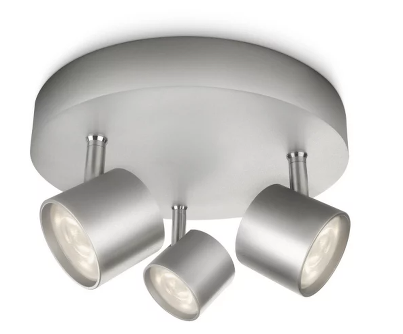 Ceiling/Wall Spotlights Round Star 3 x Warm White 16.5W Brushed Aluminium