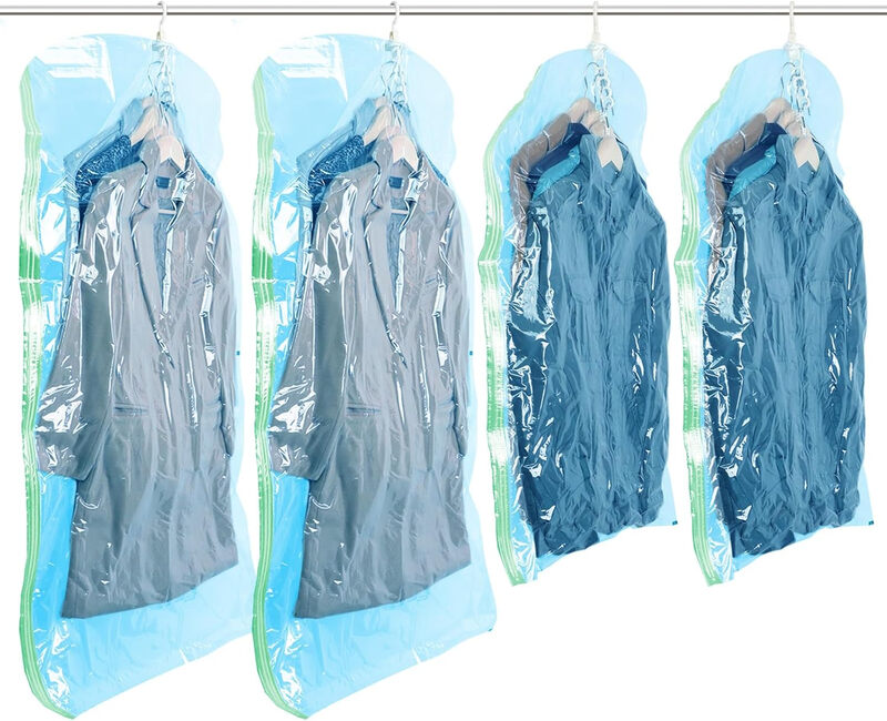 Hanging Vacuum Storage Sealer Space Saver Bags for Clothes, Coat, Closet Organizers,