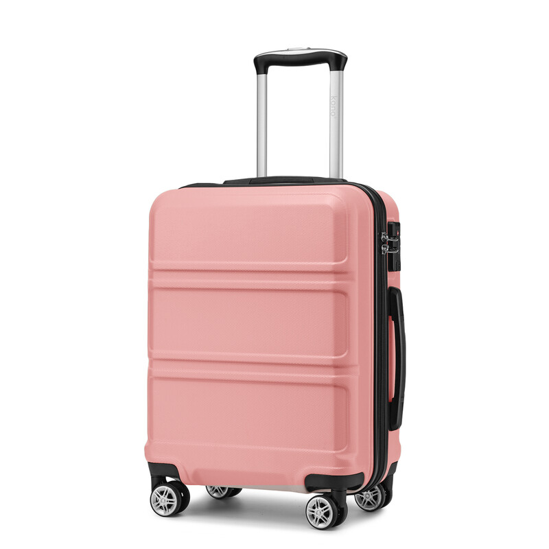 KONO 20 Zoll ABS Hartschalen-Kabinenkoffer mit TSA-Schloss und Spinner-Rollen, Leichtes Handgepäck für Business und Urlaub (Nude)