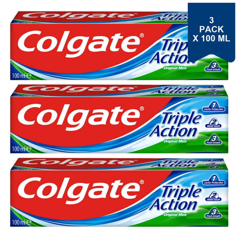 Colgate Tandpasta - Triple Action 100 ml (3-Pack)