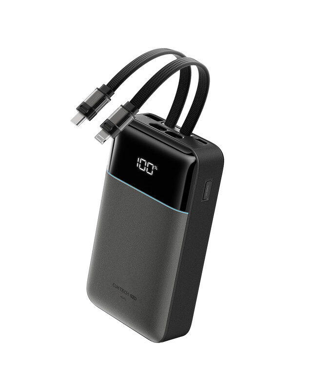 CUKTECH Powerbank 20000 mAh 40 W max ingebouwde Lightning & Type-C kabels