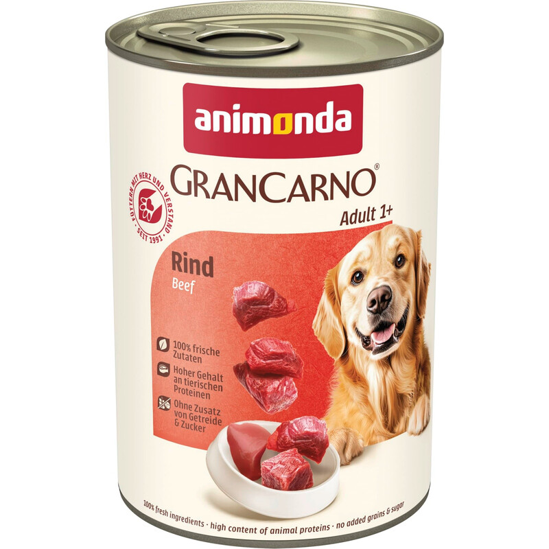 animonda GranCarno Adult Rind Hundenassfutter, getreidefrei, 6 × 400 g